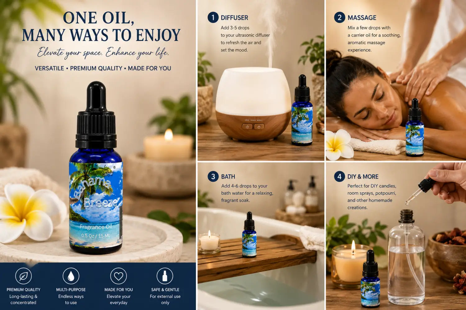 Bahama breeze 100% fragrance oil – tropical island escape home by selected scent
