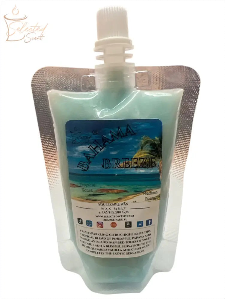 Selected Scent tropical scented wax melt for home in Bahama Breeze fragrance pouch