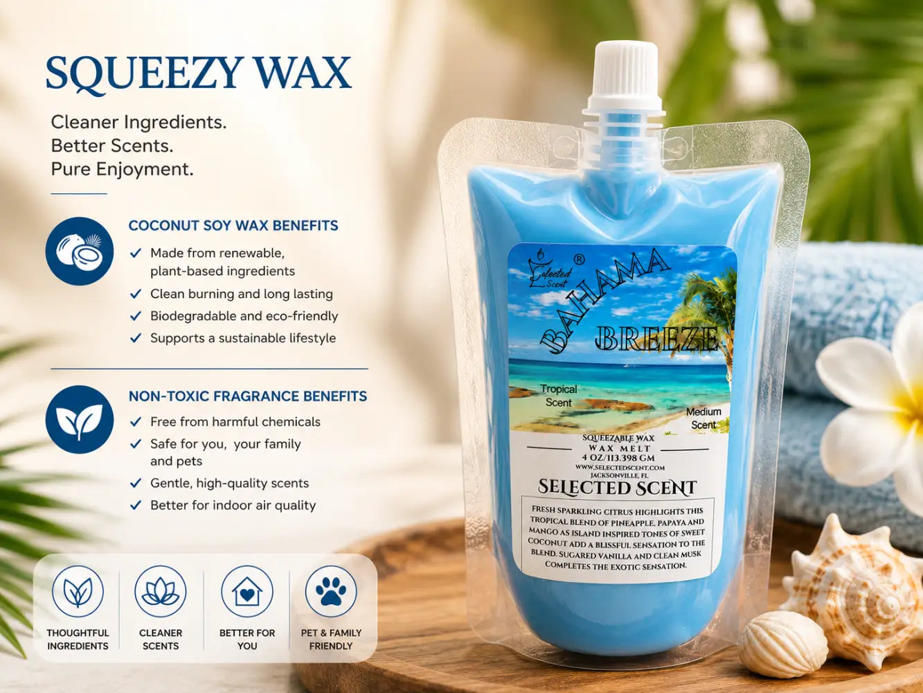 Bahama breeze squeezable wax melt tropical scented for home