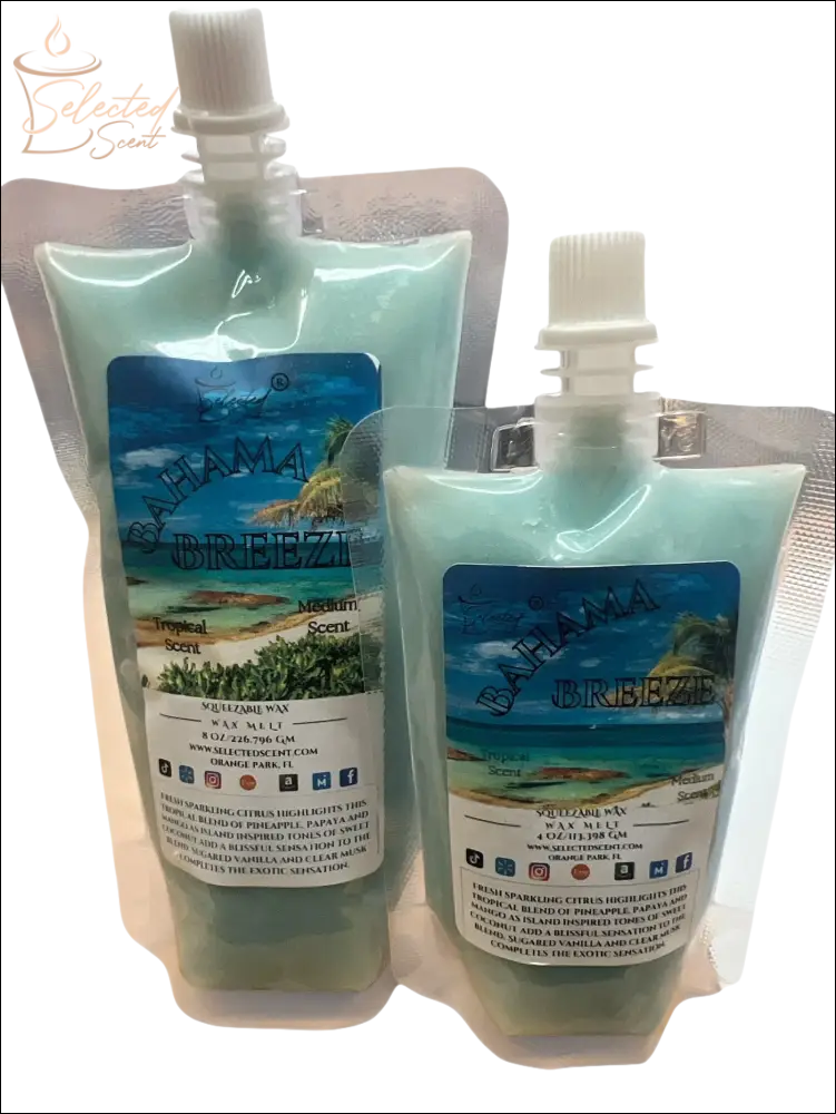 Selected Scent tropical scented wax melt for home in Bahamas Breeze fragrance pouches