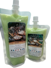 Selected Scent squeezable wax melts for home in balsam and cedar scent with woody blend packaging