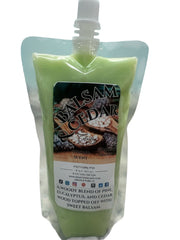 Selected Scent balsam cedar squeezable wax melts for home in green refill pouch with spout
