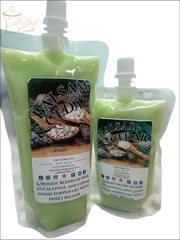 Selected Scent squeezable wax melts for home in balsam and cedar scent with woody blend packaging