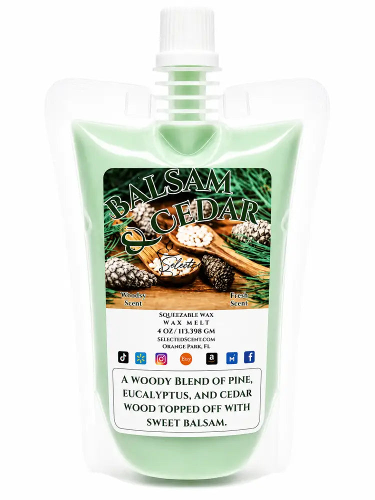 Balsam and cedar squeezable wax melts for home limited edition - 4 ounces
