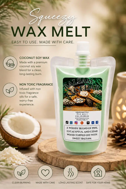 Balsam and cedar squeezable wax melts for home limited edition