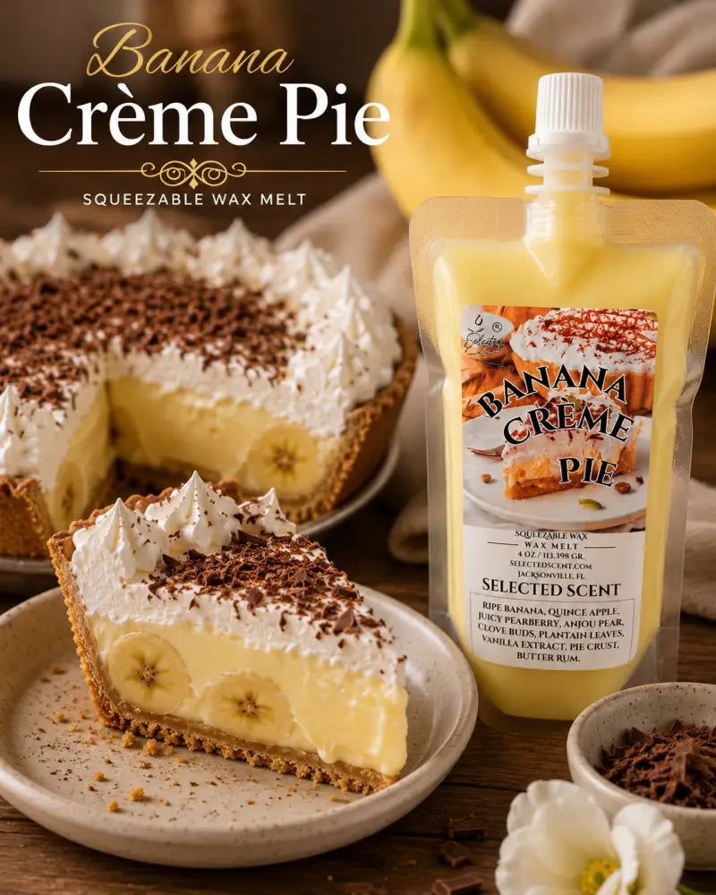 Banana cream pie squeezable wax melts – sweet bakery-inspired home fragrance by selected scent