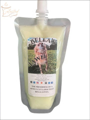 Selected Scent Bella's Lawn fresh cut grass wax melt in a squeezable pouch with dog label