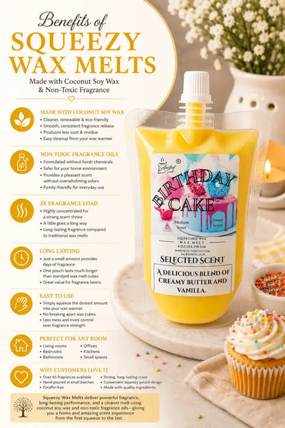 Birthday cake squeezable wax melt - creamy vanilla
