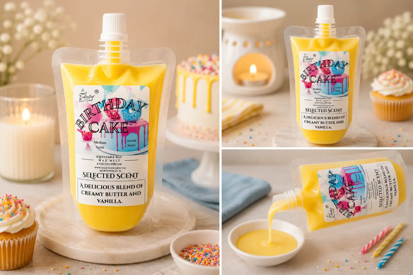 Birthday cake squeezable wax melt - creamy vanilla