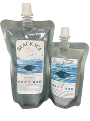Selected Scent black ice squeezable wax melt in two silver resealable pouches with white caps