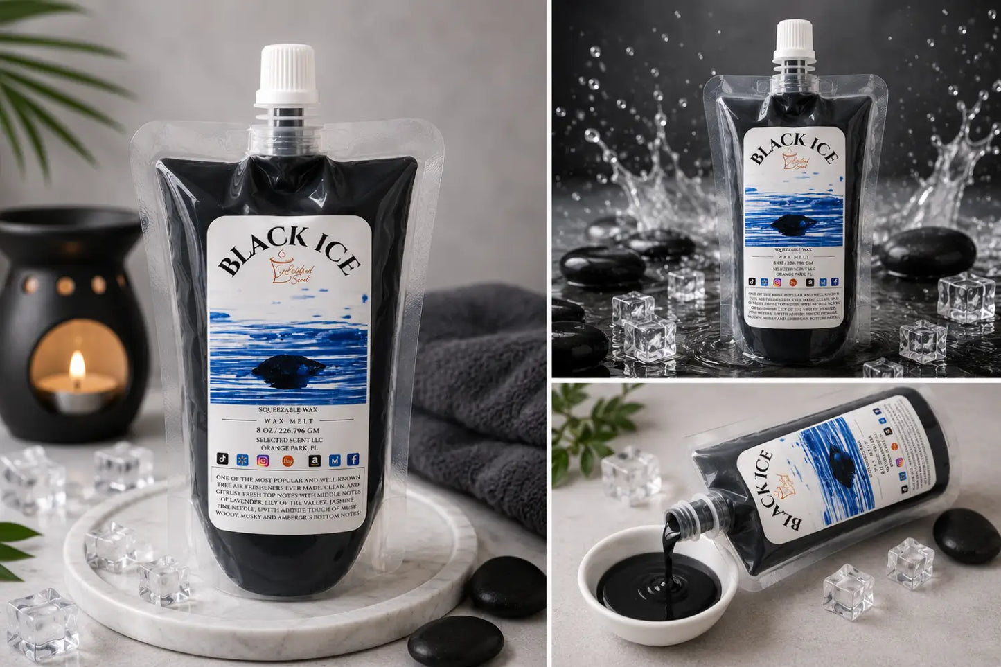 Black ice squeezable wax melt - long-lasting fragrance
