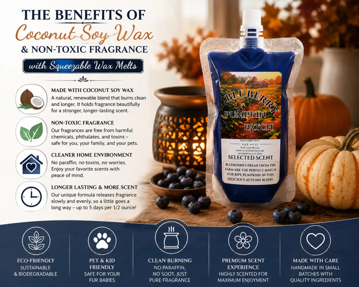 Blueberry pumpkin patch squeezable wax melts