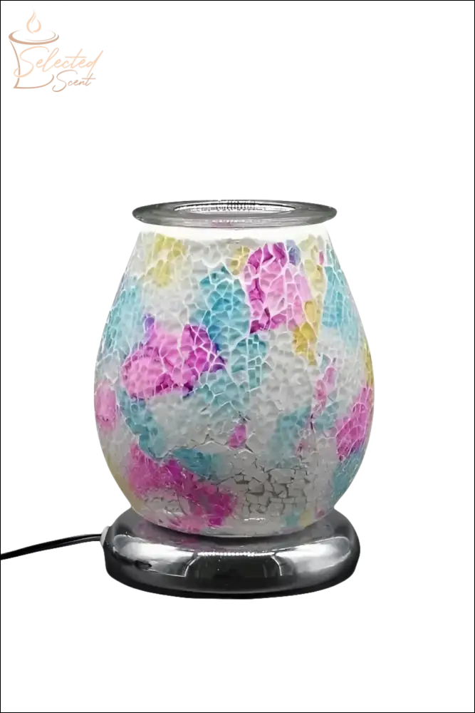 Selected Scent Electric Decorative Warmer with colorful mosaic glass and chrome base