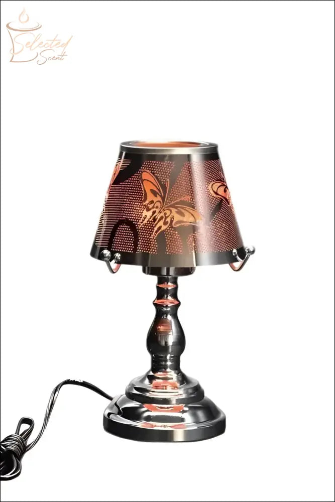 Selected Scent Electric Decorative Warmer with butterfly pattern and metallic base for home ambiance