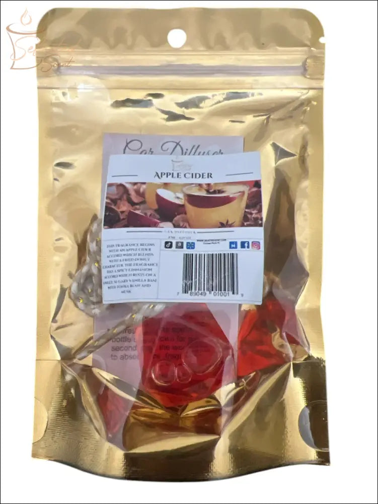 Selected Scent apple cider long lasting car air freshener in resealable gold pouch