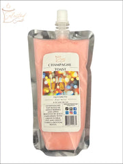Selected Scent Champagne Toast squeezable wax melts for home in a pink pouch with a spout
