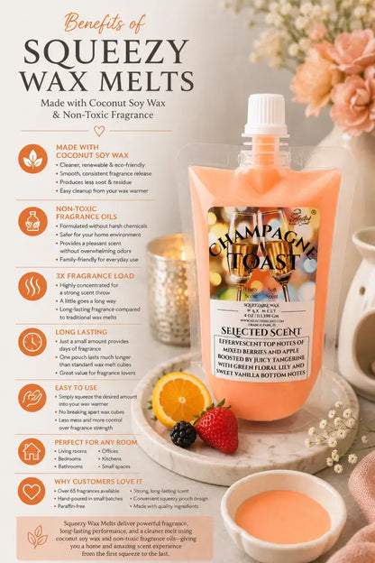 Champagne toast squeezable wax melts for home