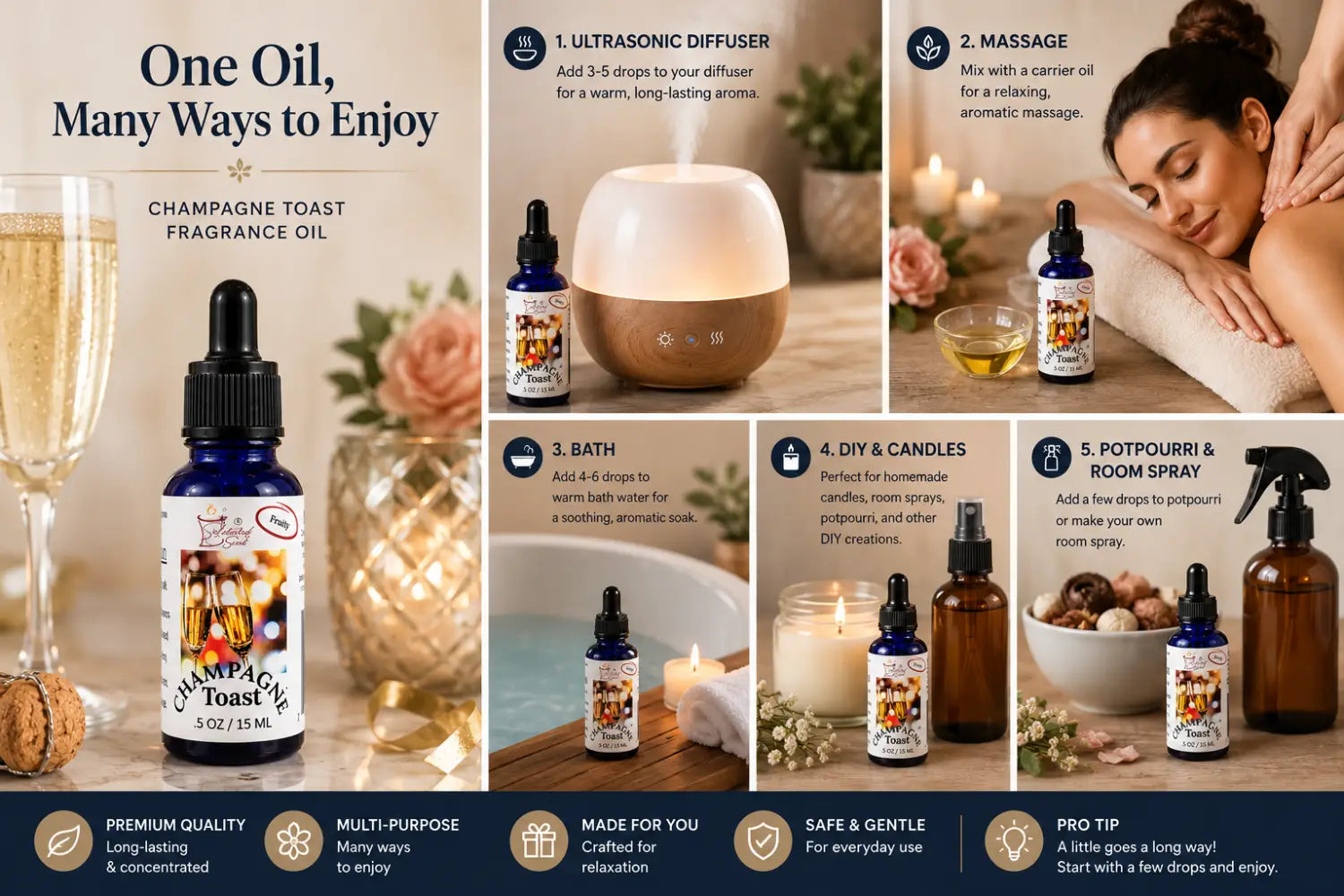 Champagne toasted 100% fragrance oil – sparkling citrus & sweet berry home by selected scent