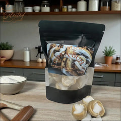 Selected Scent long lasting bakery scented wax melt in cinnamon roll shape package on kitchen counter