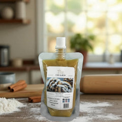 Selected Scent Cin-A-Bun vanilla cinnamon scented long lasting home fragrance pouch on kitchen counter