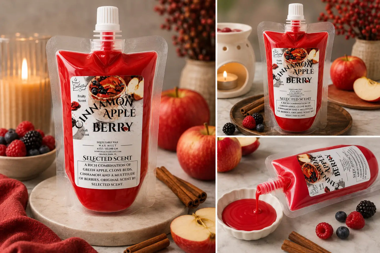 Cinnamon apple berry squeezable wax melt long lasting melts
