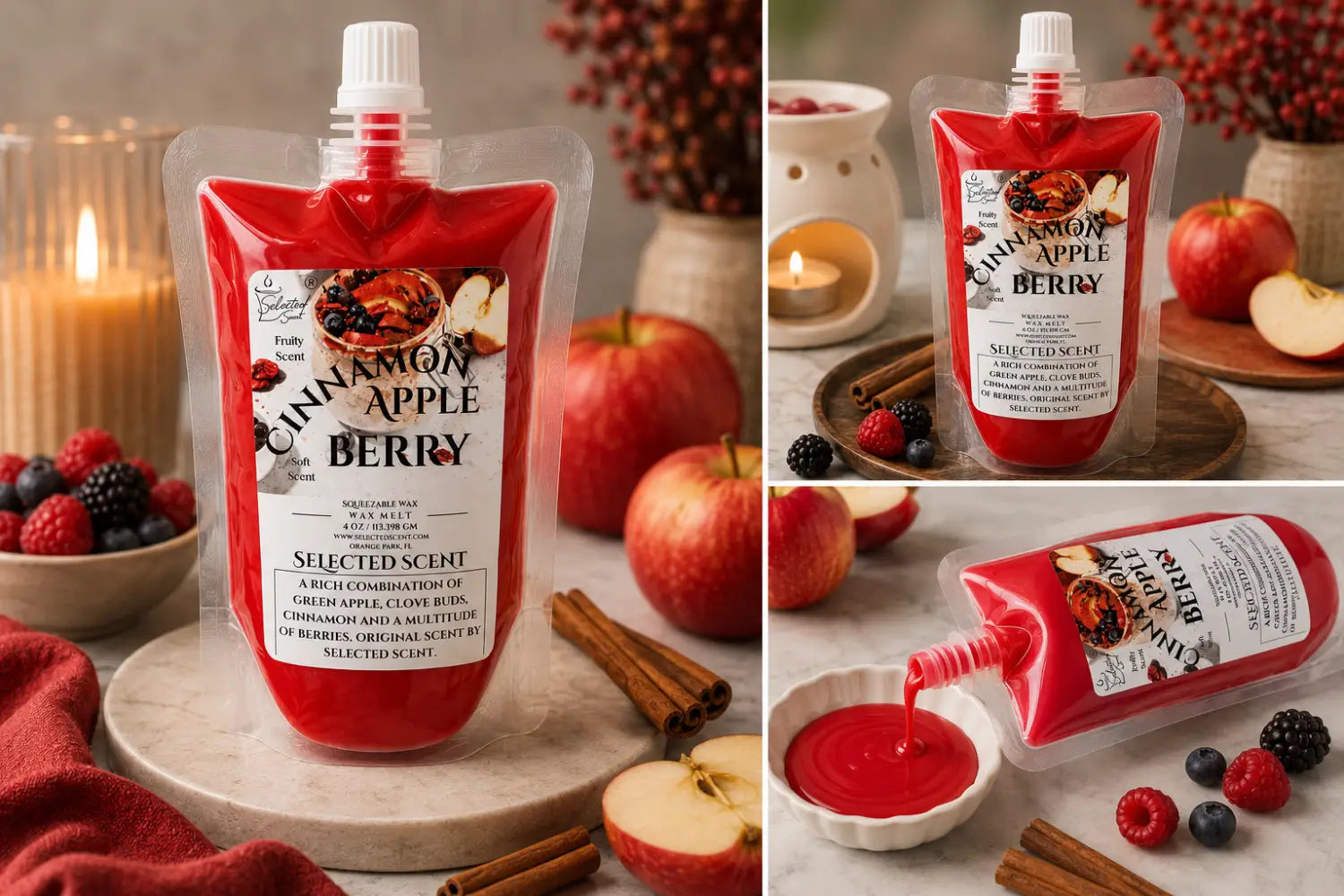 Cinnamon apple berry squeezable wax melt long lasting melts