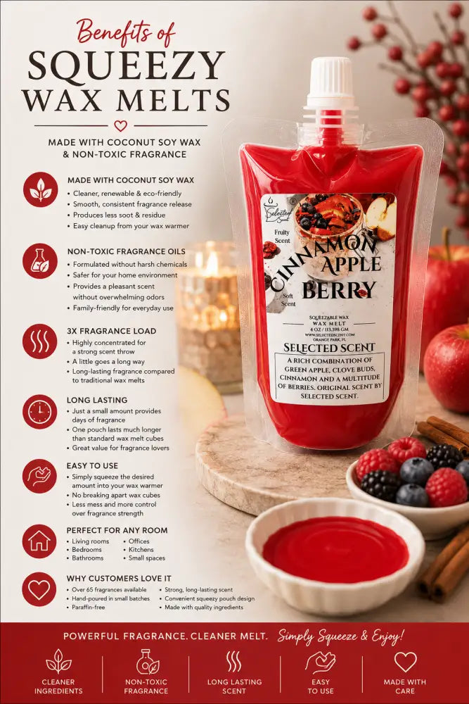 Cinnamon apple berry squeezable wax melt long lasting melts