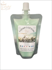 Selected Scent Clean Cotton fresh laundry scented wax melt in resealable pouch with cotton field design