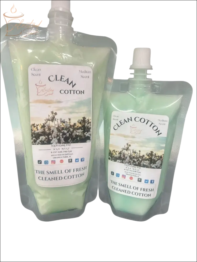 Selected Scent fresh laundry scented wax melt in clean cotton fragrance with resealable pouches