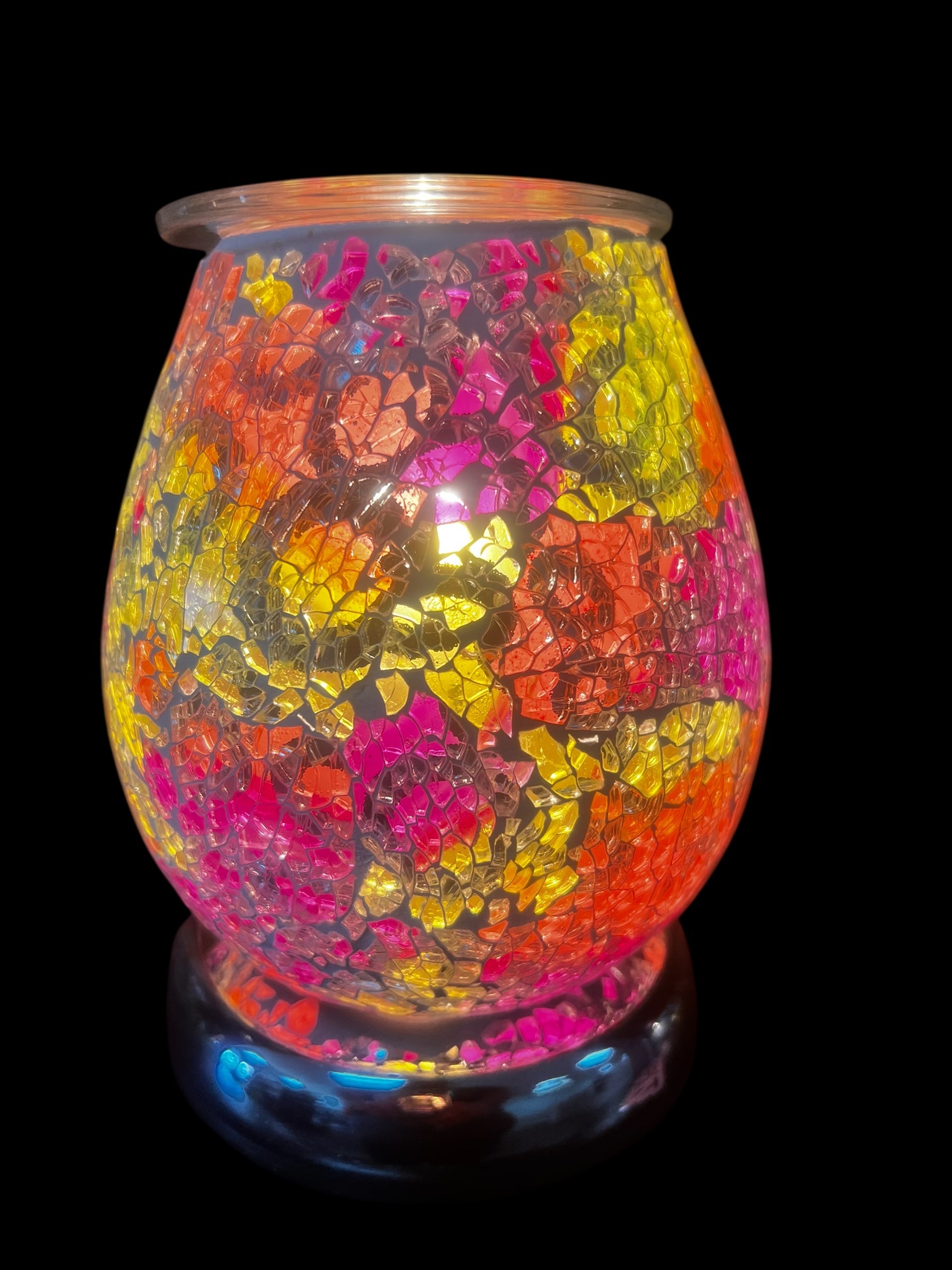 Selected Scent Electric Decorative Warmer with colorful mosaic glass design glowing warmly