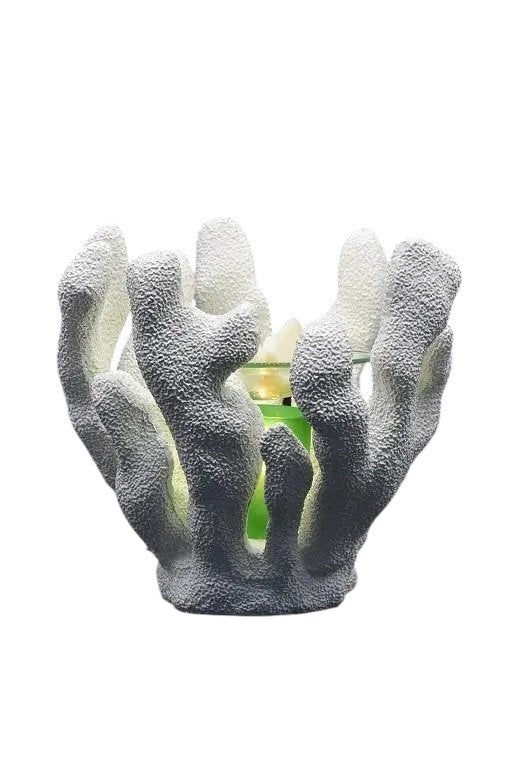 Selected Scent coral-shaped candle holder with green candle ocean themed for home decor