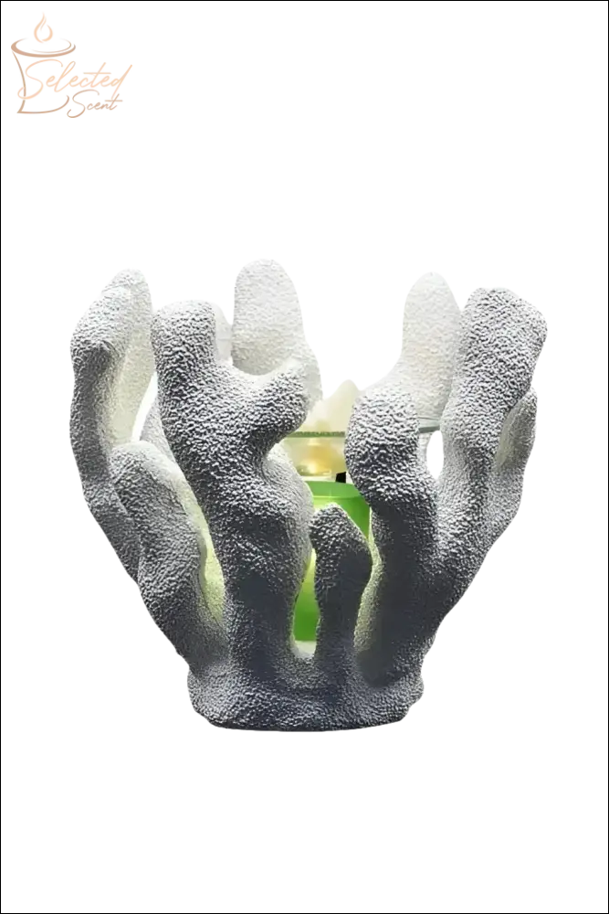 Selected Scent coral shaped candle holder in gray green ocean themed for home decor