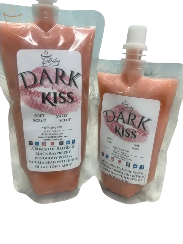 Selected Scent Dark Kiss romantic fragrance wax melt in soft sweet scent pouch with black raspberry and vanilla blend