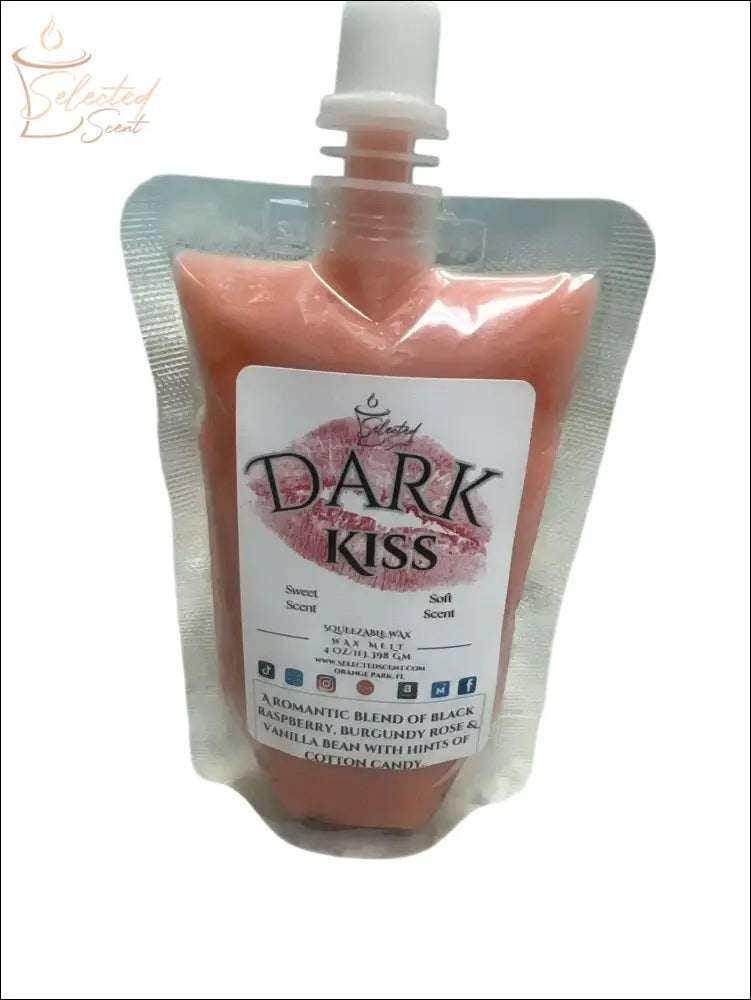 Selected Scent Dark Kiss romantic fragrance wax melt with blend of black raspberry and bourbon rose