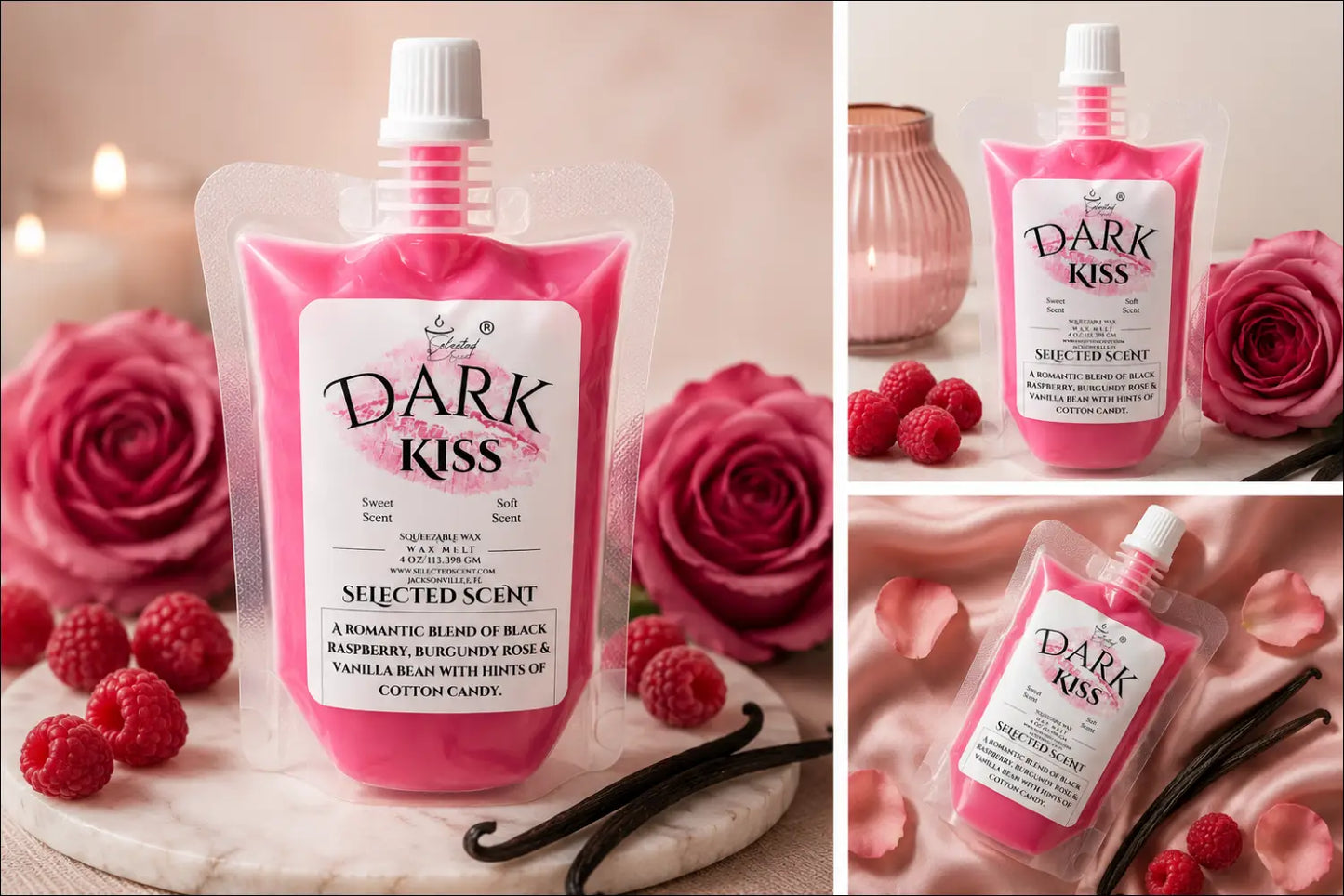 Dark kiss squeezable wax melt romantic fragrance