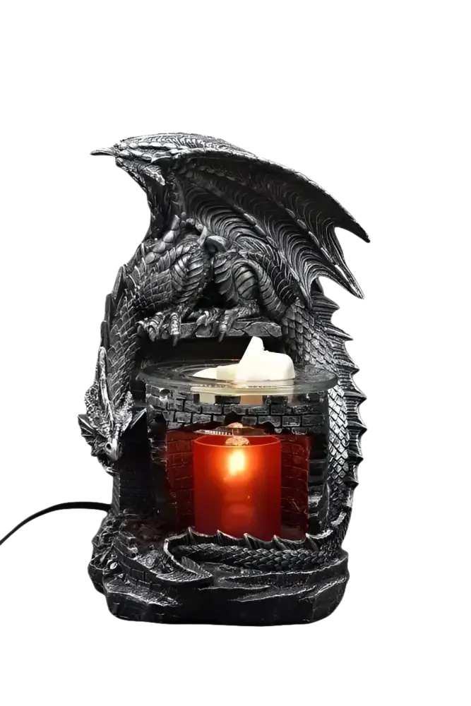 Dragon on tower wax and oil warmer electric decorative