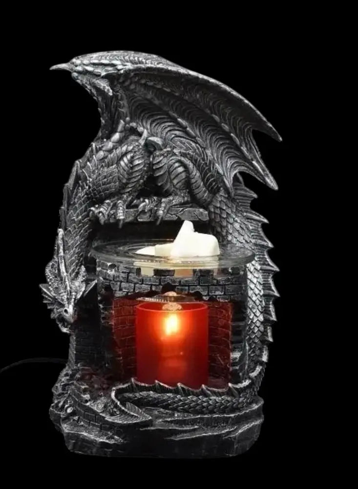 Dragon on tower wax and oil warmer electric decorative