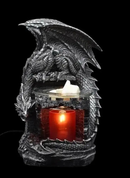 Dragon on tower wax and oil warmer electric decorative