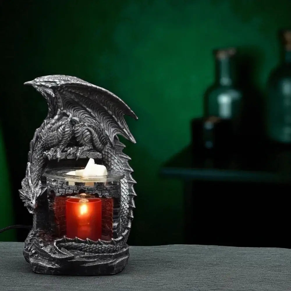 Dragon on tower wax and oil warmer electric decorative