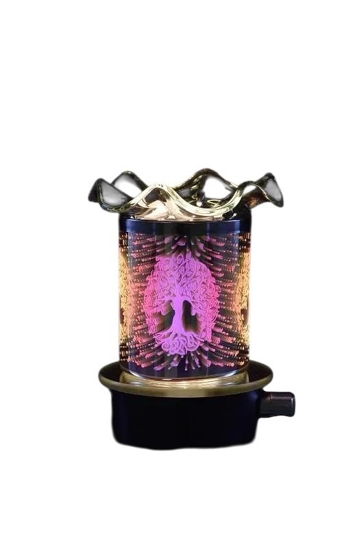 Selected Scent Electric Decorative Warmer with colorful Infinity Tree design and ruffled glass top