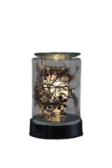 Selected Scent Electric Decorative Warmer with floral design and glass cover on black base
