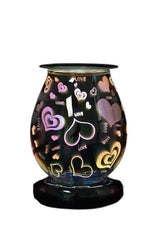 Selected Scent electric decorative warmer with colorful heart and love designs glowing through black glass