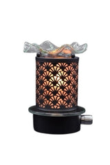 Selected Scent Electric Decorative Warmer with patterned black metal design and wavy glass top