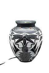 Selected Scent electric decorative warmer with black and white floral tribal design ceramic jar