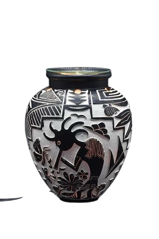 Selected Scent Electric Decorative Warmer with Black and White Tribal Design Vase Shape