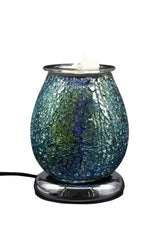 Selected Scent Electric Decorative Warmer with blue green mosaic glass and silver base