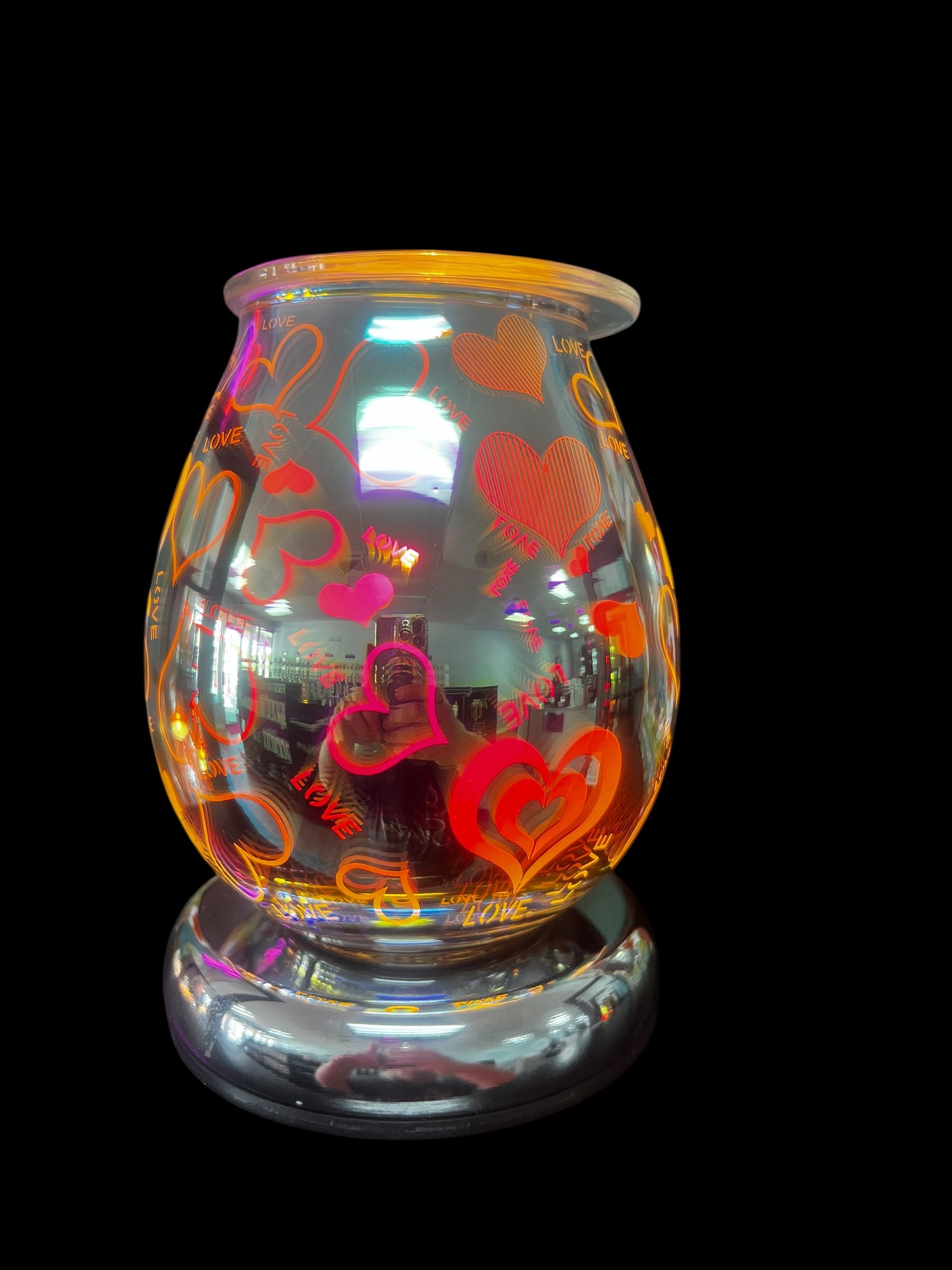 Selected Scent Electric Decorative Warmer with colorful heart designs and reflective glass surface