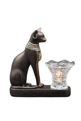 Selected Scent Electric Decorative Warmer with Egyptian cat figure and glass candle holder