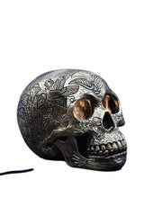 Selected Scent Electric Decorative Warmer shaped like a detailed metallic skull with engraved patterns