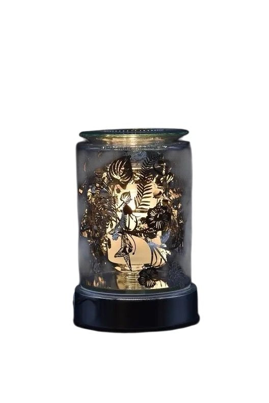 Selected Scent Electric Decorative Warmer with intricate leaf and floral cutout design on black base